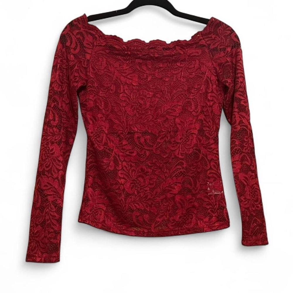 Elegant Red Lace Off-Shoulder Top